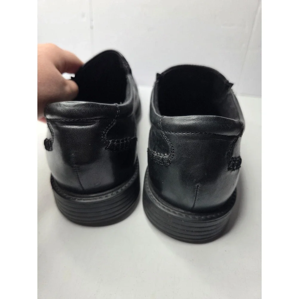 Clarks Mens‎ Black Leather Slip On Loafers Square Toe XL Extralight Shoes 5292